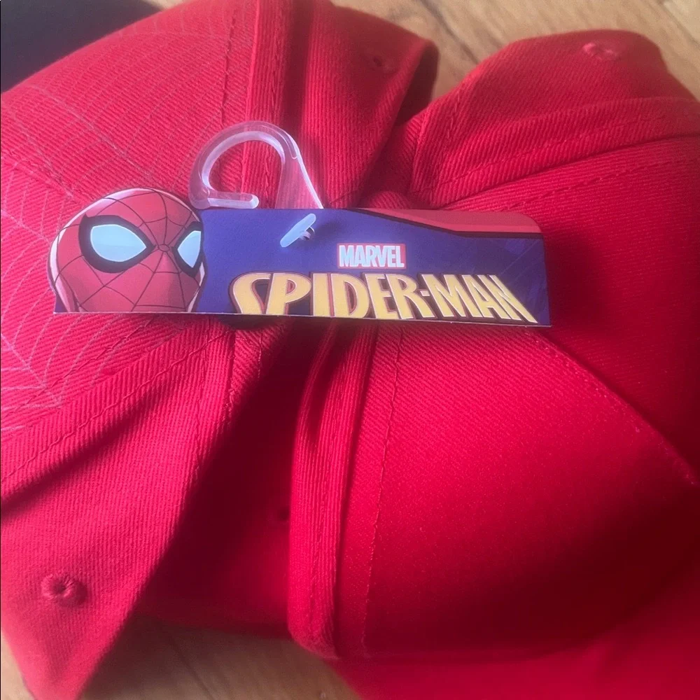 NWT Two Marvel Spider-Man Red and Black Kids Cap One Size Fits Most